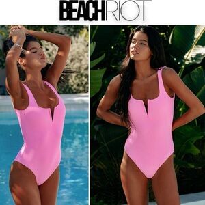 Beach Riot Core Collection Tropez One Piece Prism Pink Pink Swimsuit L NWT 170$